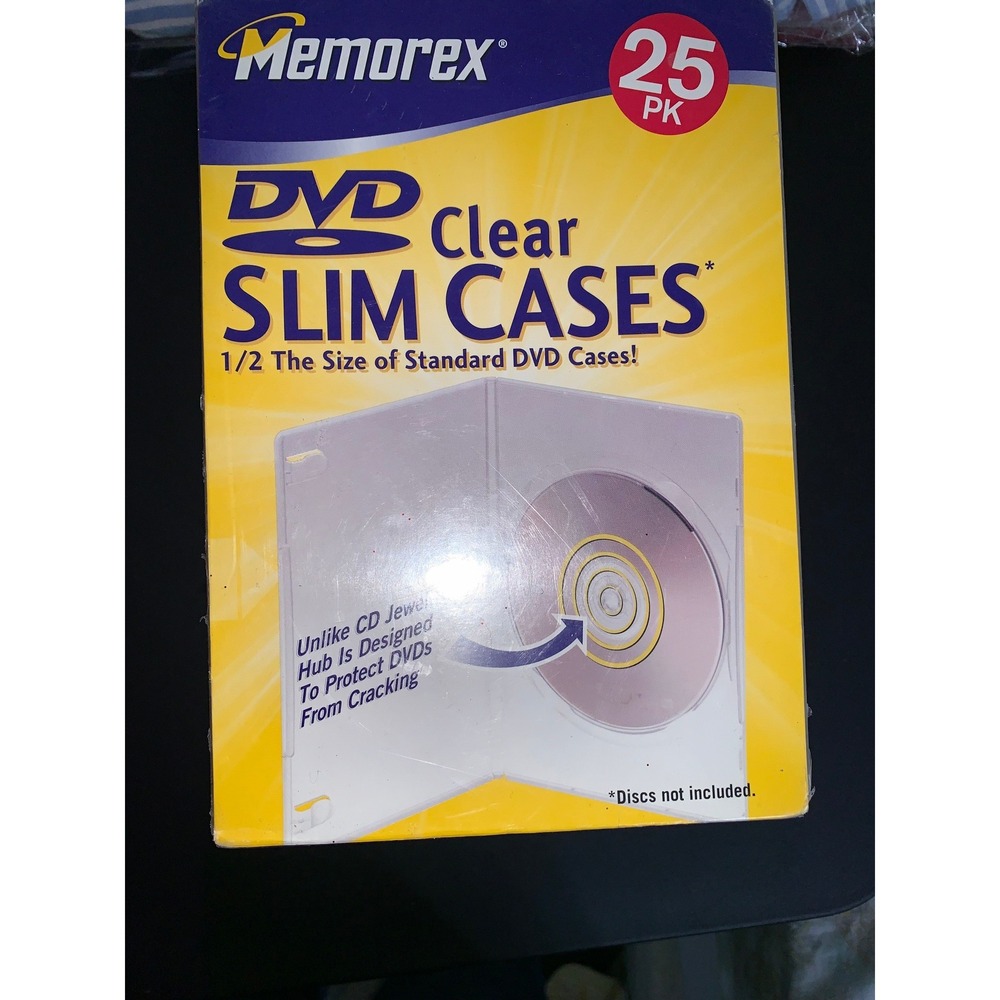 Memorex‎ 25 Pack Clear Slim DVD Cases 1/2 Size Standard Jewel Cases Storage